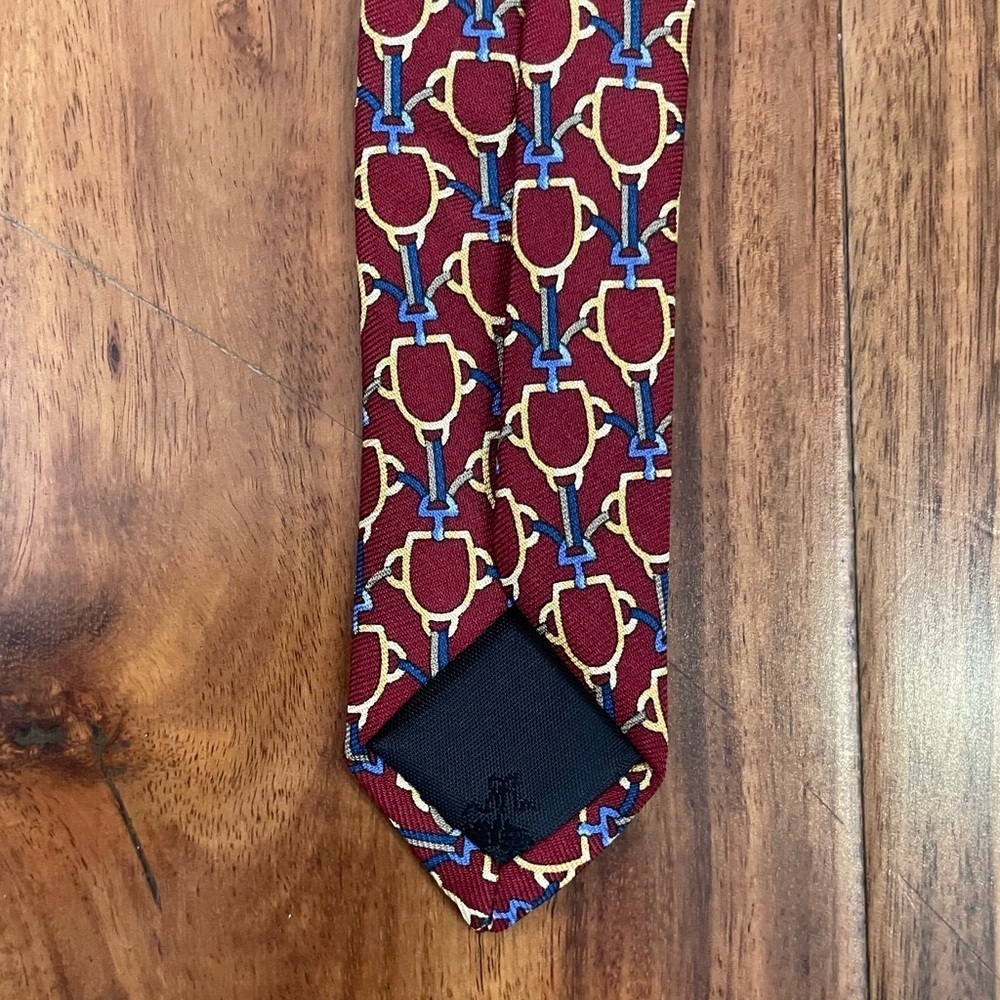 Brooks Basics Pure Silk Tie Red Geometric Print Woven Made in USA. - Picture 7 of 11